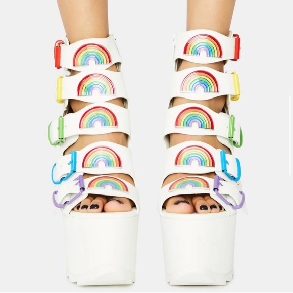 🌈 Y.R.U. DREAMSCAPE RAINBOW PLATFORM HEELS - Picture 2 of 11